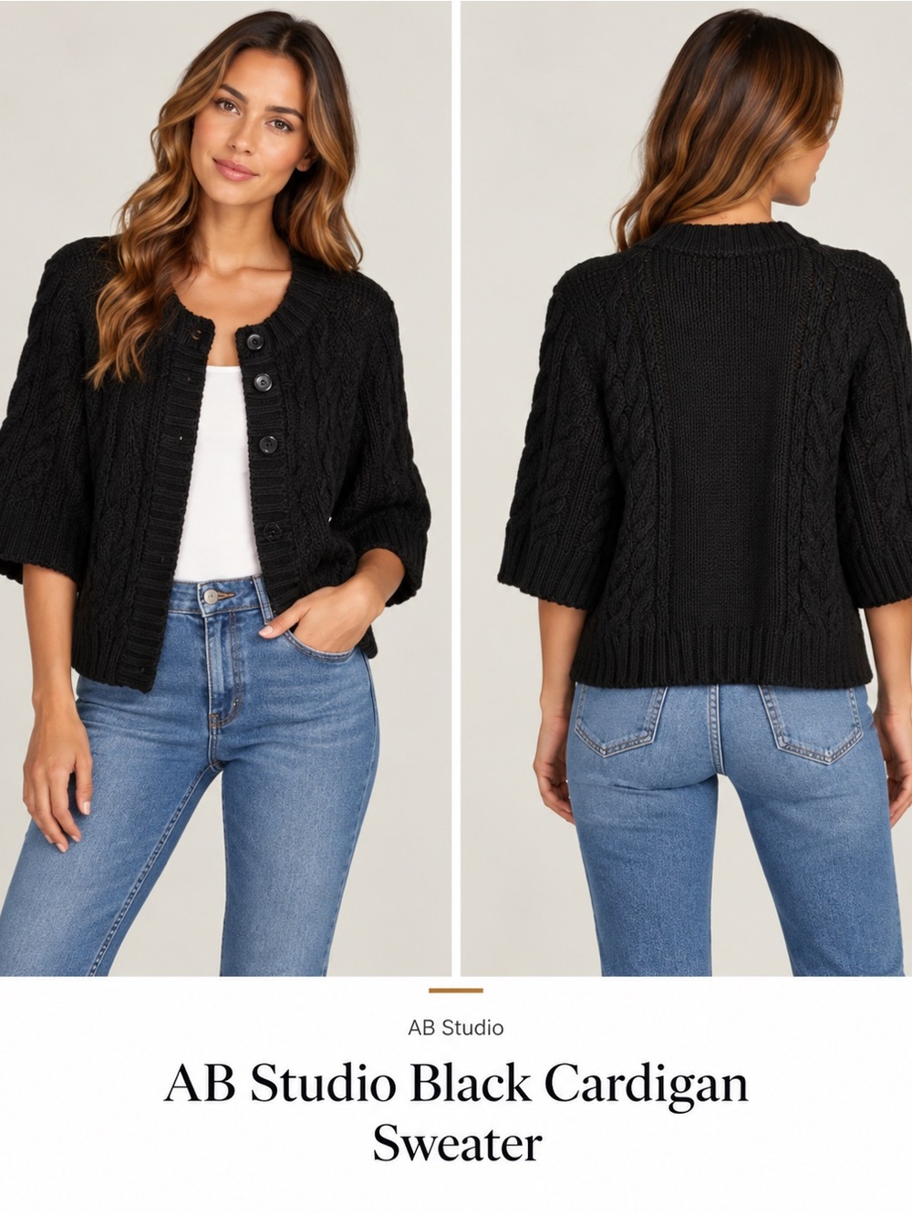 AB Studio Black Cardigan Sweater